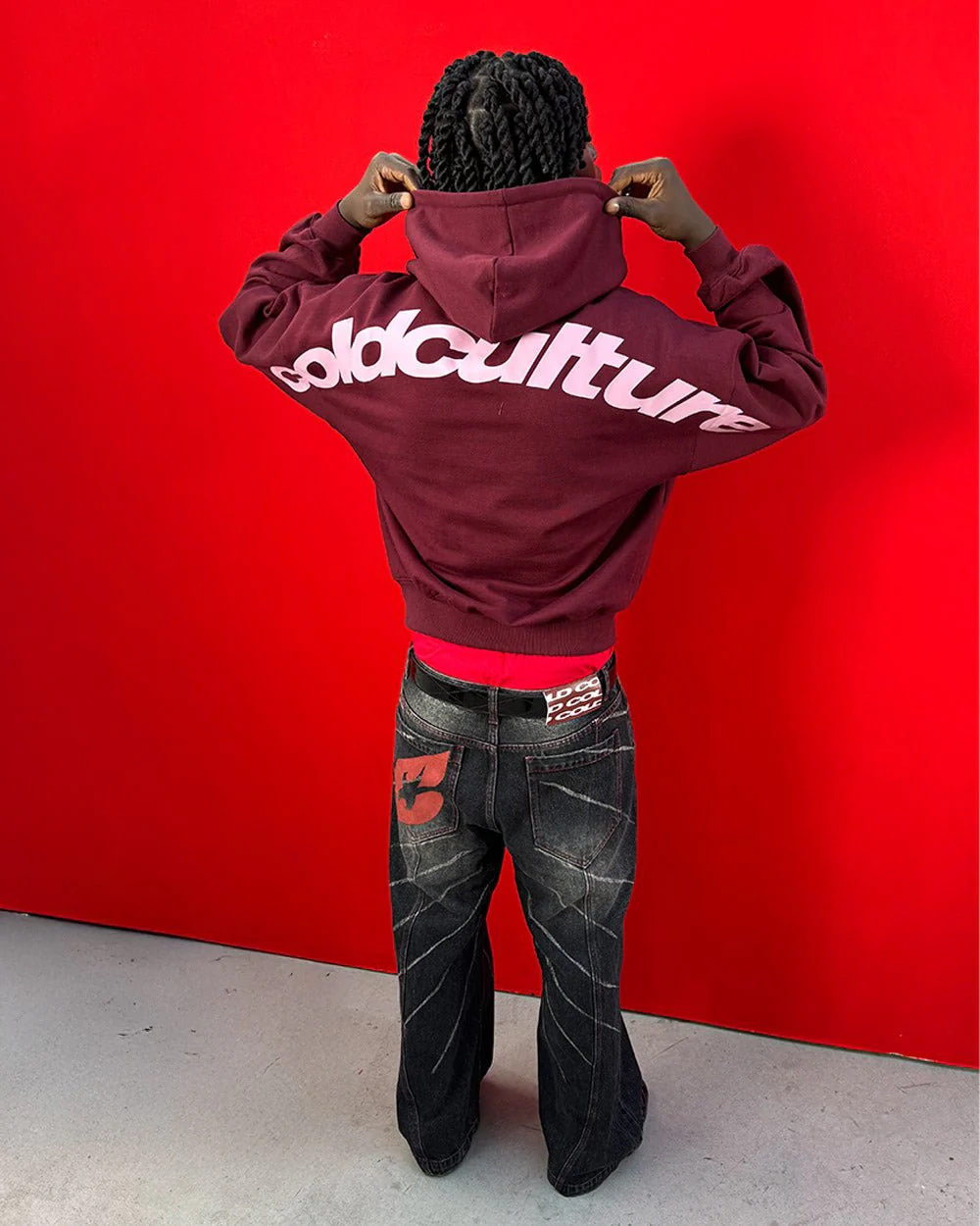 CURVED HOODIE WINE RED - Image 7