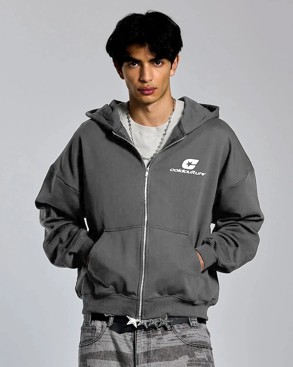 CURVED ZIP HOODIE INDIA INK - Image 4