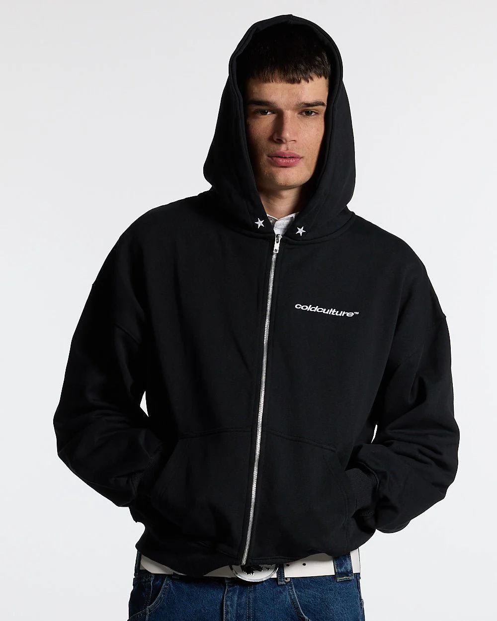 ESSENTIAL ZIP HOODIE BLACK - Image 3