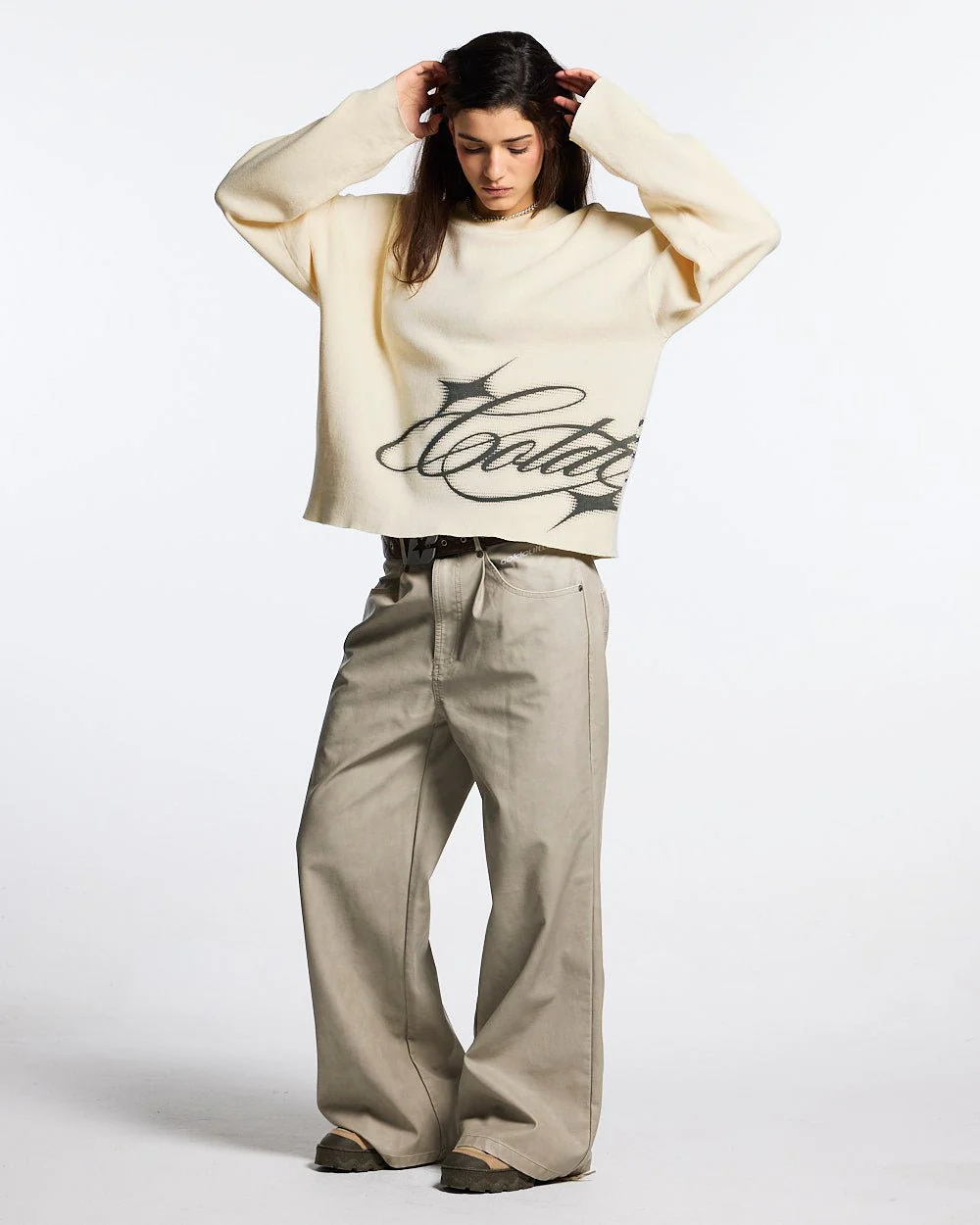 SPARKLY SCRIPT KNIT OFF WHITE - Image 5