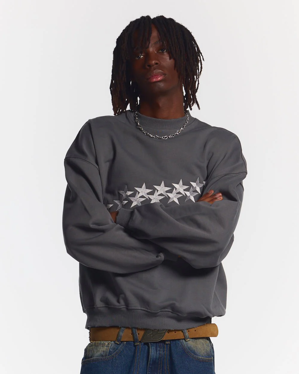 STARS CREWNECK DUST GREY - Image 3
